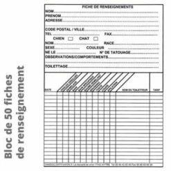 CHADOG Fiches Renseignements Par 50 15 X 21cm