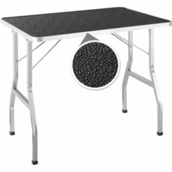 TECTAKE Table De Toilettage Pliante Avec Double Sangle Et Surface De Travail Antidérapante - Noir/gris -Toilletage et hygiène du chien Soldes 11481723 3