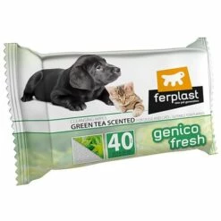 Ferplast GENICO FRESH GREEN TEA Lingettes Nettoyantes Humides. Au Thé Vert - 40 Pièces. Variante GENICO FRESH GREEN TEA - Mesures: 20 X H 30 Cm -