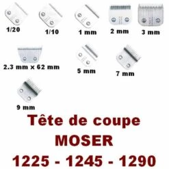 Têtes De Coupe Pour Tondeuse Moser 1225T - 1245 - 1290 Désignation : Têtes De Coupe | Taille : 2 Mm | Usage : Têtes De Coupe Moser 332073