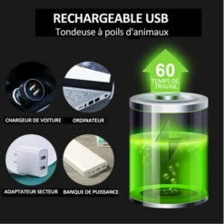ASUPERMALL Tondeuse Electrique Pour Animaux De Compagnie, Rechargeable Par Usb, A Faible Bruit -Toilletage et hygiène du chien Soldes 18044801 4