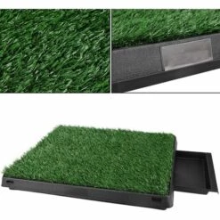 BETTER MAISON Tapis Pour Animaux Avec Plateau Et Gazon Artificiel Vert En ABS 63 X 50 X 7cm - Vert -Toilletage et hygiène du chien Soldes 19841436 3