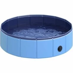 PawHut Piscine Pour Chien Bassin PVC Pliable Anti-glissant Facile à Nettoyer Diamètre 80 Hauteur 20 Cm Bleu - Bleu