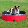 OOBEST Piscine Pour Chien Pliable 120 X 30 Cm Baignoire Bassin Baignade Portable Bain Animal Extérieur Intérieur Antidérapant Rouge