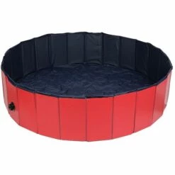 OOBEST Piscine Pour Chien Pliable 120 X 30 Cm Baignoire Bassin Baignade Portable Bain Animal Extérieur Intérieur Antidérapant Rouge -Toilletage et hygiène du chien Soldes 24466962 3