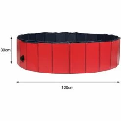 OOBEST Piscine Pour Chien Pliable 120 X 30 Cm Baignoire Bassin Baignade Portable Bain Animal Extérieur Intérieur Antidérapant Rouge -Toilletage et hygiène du chien Soldes 24466962 4