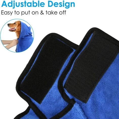BARES Peignoir Pour Chien Avec Capuchon à Cordon Ajustable, Peignoir En Microfibre Super Absorbant, Séchage Rapide Pour Une Fourrure Sèche (Bleu, L) 4 BARES Peignoir Pour Chien Avec Capuchon à Cordon Ajustable, Peignoir En Microfibre Super Absorbant, Séchage Rapide Pour Une Fourrure Sèche (Bleu, L) – Image 4