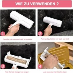 BEARSU Brosse Anti-Peluches Pour Animaux Domestiques Et Poils D'animaux, Brosse à Poils D'animaux Et De Chat, Brosse à Poils D'animaux Réutilisable, Brosse Pour Meubles, Linge De Lit, Canapé, Tapis -Toilletage et hygiène du chien Soldes 25471856 4