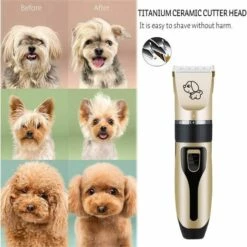 BEARSU Tondeuse Chien Chat, Coupe-Ongles Du Chien, Tondeuse Animaux, [USB Plug] Toilettage Professionnel Animal Silencieux Rechargeable Sans Fil Détachable, 4 Peignes De Direction Et 4 Outils Extra (Or) -Toilletage et hygiène du chien Soldes 25539853 5