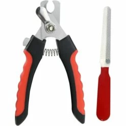 DEVENIRRICHE Coupe-griffes Pour Chien Et Chat Pince à Ongles Coupante Avec Lime à Ongles - Rouge - Kit Essentiel De Toilettage