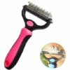 LITZEE Brosse De Toilettage Pour Chien 17 + 9 Dents Double Face Pour Enlever Les Poils Courts Ou Longs