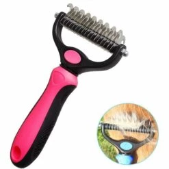 LITZEE Brosse De Toilettage Pour Chien 17 + 9 Dents Double Face Pour Enlever Les Poils Courts Ou Longs