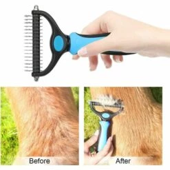 LITZEE Brosse De Toilettage Pour Chien 17 + 9 Dents Double Face Pour Enlever Les Poils Courts Ou Longs -Toilletage et hygiène du chien Soldes 27204661 4
