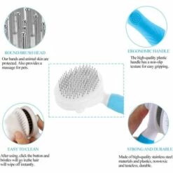 LangRay Brosse De Toilettage De Chien, Brosse Chat Poil Long, Brosse Chiens Et Chats Autonettoyante, Avec Enlèvement Des Poils En Un Clic, Pour Chiens Et Chats De Petite, Moyenne Et Grande (Bleu) -Toilletage et hygiène du chien Soldes 27587884 3