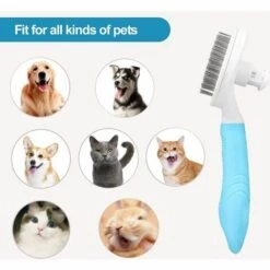 LangRay Brosse De Toilettage De Chien, Brosse Chat Poil Long, Brosse Chiens Et Chats Autonettoyante, Avec Enlèvement Des Poils En Un Clic, Pour Chiens Et Chats De Petite, Moyenne Et Grande (Bleu) -Toilletage et hygiène du chien Soldes 27587884 5