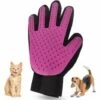 LangRay NA Gant De Toilettage Pour Animal Domestique - épilateur De Poils De Chat Et De Chien - Outil De Démoulage - Conseils En Silicone Doux Pour Massage - Brosse Et Lavage - Long/Court (violet, Droite)