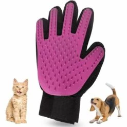 LangRay NA Gant De Toilettage Pour Animal Domestique - épilateur De Poils De Chat Et De Chien - Outil De Démoulage - Conseils En Silicone Doux Pour Massage - Brosse Et Lavage - Long/Court (violet, Droite)