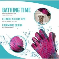 LangRay NA Gant De Toilettage Pour Animal Domestique - épilateur De Poils De Chat Et De Chien - Outil De Démoulage - Conseils En Silicone Doux Pour Massage - Brosse Et Lavage - Long/Court (violet, Droite) -Toilletage et hygiène du chien Soldes 27588039 4