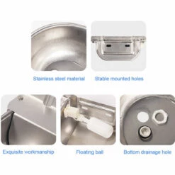 ASUPERMALL Abreuvoir Automatique Abreuvoir En Acier Inoxydable Distributeur Abreuvoir Avec Flotteur Vanne De Drainage Trou Pour Cheval, Bovin, Caprin Mouton Porc Vache Chien -Toilletage et hygiène du chien Soldes 28672613 5