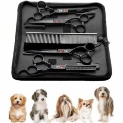 ILOVEMILAN Ciseaux Pour Produits De Soins Pour Chiens Et Chats, Ciseaux Pour Animaux De Compagnie, Ciseaux De Toilettage Lot De 4