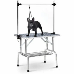 OOBEST Table De Toilettage Pour Chien En Acier Inoxydable Accessoires Inclus Size 90cm X 60cm X 76cm (L X B X H) (Bleu)