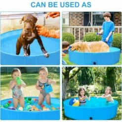 MVPOWER Piscine Chien Grand, Baignoire Bassine 120 Cm Pliable PVC, Avec Brosse, Antidérapant Facile à Nettoyer, Pour Chien/Chat Animal Extérieur Ou Intérieur (120*30 Cm )Bleu -Toilletage et hygiène du chien Soldes 31020073 5