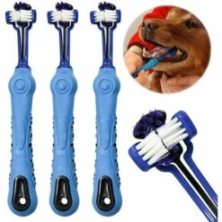AIDUCHO 3 Pack Brosse à Dents Pour Chien Pour Soins Dentaires Pour Animaux Brosse à Dents à Trois Têtes Hygiène Dentaire Chien Brosse à Dents 3 Brosse Tête (Bleu)