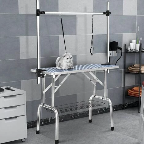 YONGQING Table De Toilettage Pour Chien Portable Pliant Avec Deux élingues + Rangement - Argrnt-bleu 5 YONGQING Table De Toilettage Pour Chien Portable Pliant Avec Deux élingues + Rangement - Argrnt-bleu – Image 5