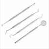 DEVENIRRICHE Ensemble De Soins Dentaires De 4, Détartreur En Acier Inoxydable, Instrument De Dentiste, Sonde De Nettoyage De Plaque, Ensemble Dentaire, Sonde Dentaire, Détartreur, Miroir Buccal