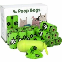 Kueatily 16pièces Sac Chien ,Sacs De Merde Compostables,23*33cm,Sac à Déchets Biodégradable étanche Pour Chien Avec 1 Distributeur De Sac(Style Plus épais)