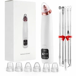 ASUPERMALL Aspirateur Electrique Pour Points Noirs, Instrument De Beaute Par Aspiration Pour Eliminer L'Acne Et Kit D'Aiguilles Pour Le Traitement De L'Acne, Or