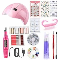 ASUPERMALL Kit De Manucure Nail Uv L-Ed Lampe Nail Drill Machine Nail Sticker Decor Nail Manucure Tools, 1 Set