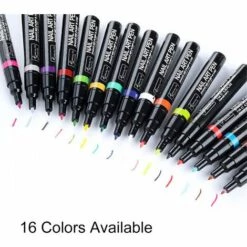 ASUPERMALL 16Pcs Nail Art Pen Set 3D Vernis A Ongles Stylo Nail Art Diy Stylo Polonais,Noir