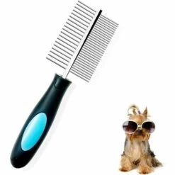 LangRay Peigne De Chien, Peigne Pour Animaux De Compagnie Double Peigne Latéral Outil De Toilettage Professionnel Pour Brosser Deshedding Anti Poux Peigne Aux Puces De Chien