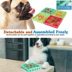 BETTERLIFE Tapis De Léchage Chien, [4 PCS] Ensemble Tapis à Lécher Détachable & Assemblé, Bol D'alimentation Lente Plateau De Léchage Avec Ventouse Antidérapant Pour Chiens Chats - Coloré -Toilletage et hygiène du chien Soldes 37085451 3