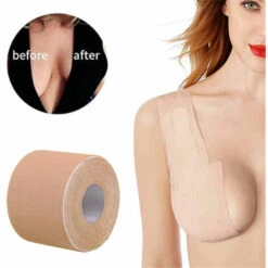 ASUPERMALL 1 Rouleau 2.5M/5M Bande De Levage Des Seins Bande De Seins Femmes Mamelons Couvertures Push Up Soutien-Gorge Corps Invisible Adhesif Soutiens-Gorge Sexy Bralette Pasties,0.05X2.5M,Beige