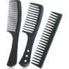 ILOVEMILAN Ensemble De 3 Peigne à Cheveux En Fibre De Carbone, Peigne à Dents Fines Et Larges, Peigne Démêlant à Dents Larges Et Peigne Antistatique Résistant à La Chaleur Pour Salon Home