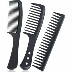 ILOVEMILAN Ensemble De 3 Peigne à Cheveux En Fibre De Carbone, Peigne à Dents Fines Et Larges, Peigne Démêlant à Dents Larges Et Peigne Antistatique Résistant à La Chaleur Pour Salon Home