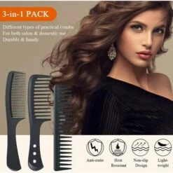ILOVEMILAN Ensemble De 3 Peigne à Cheveux En Fibre De Carbone, Peigne à Dents Fines Et Larges, Peigne Démêlant à Dents Larges Et Peigne Antistatique Résistant à La Chaleur Pour Salon Home -Toilletage et hygiène du chien Soldes 38997566 3