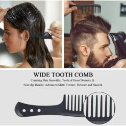 ILOVEMILAN Ensemble De 3 Peigne à Cheveux En Fibre De Carbone, Peigne à Dents Fines Et Larges, Peigne Démêlant à Dents Larges Et Peigne Antistatique Résistant à La Chaleur Pour Salon Home -Toilletage et hygiène du chien Soldes 38997566 5