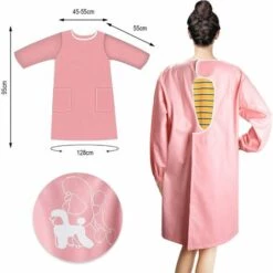 BETTERLIFE PU Cuir Toilettage Pour Animaux Tablier Avec Manches Longues, étanche Réglable Anti Statique Smock, 2 Poches, Pour Les Travaux Domestiques Animalerie Cuisine Dishwash Jardinage - Rose -Toilletage et hygiène du chien Soldes 39348453 4