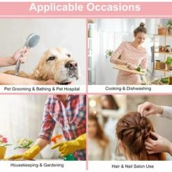 BETTERLIFE PU Cuir Toilettage Pour Animaux Tablier Avec Manches Longues, étanche Réglable Anti Statique Smock, 2 Poches, Pour Les Travaux Domestiques Animalerie Cuisine Dishwash Jardinage - Rose -Toilletage et hygiène du chien Soldes 39348453 5