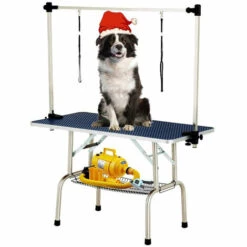 WYCTIN Hofuton Table De Toilettage Pliante Pour Chien - 90*76*60cm - Avec 2 Sangles Réglables - Bleu