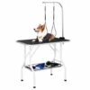 Yaheetech Table De Toilettage Pour Chien/Chat/Animaux De Companie Pliante Avec Potence Réglable 2 Sangles Une Panier De Rangement Et Surface Travail Plus Large Antidérapente Capacité 100kg