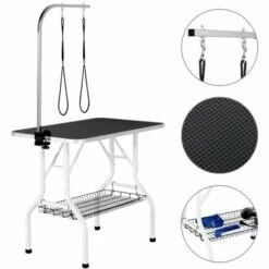 Yaheetech Table De Toilettage Pour Chien/Chat/Animaux De Companie Pliante Avec Potence Réglable 2 Sangles Une Panier De Rangement Et Surface Travail Plus Large Antidérapente Capacité 100kg -Toilletage et hygiène du chien Soldes 39640961 3
