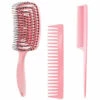 ASUPERMALL 3 Pieces Ensemble De Peignes De Brosse A Cheveux Demelant Brosse A Palettes Et Peigne A Cheveux Kit De Coiffure Pour Longs Epais Minces Droites Boucles Humides Secs Hommes Femmes Cheveux | Quatre Couleurs En Option, Rose