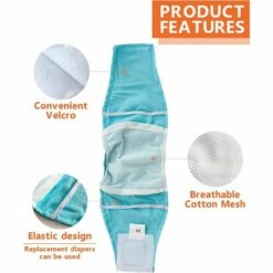TRIOMPHE 3 Paquet Couches Chiens Mâles Bande De Ventre Lavable Chien Couches Hautement Absorbantes Pantalon Hygiénique Physiologique Pour Petits Et Moyens Chiens（L） -Toilletage et hygiène du chien Soldes 41658226 4