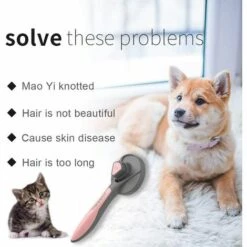 TRIOMPHE Brosse Pour Chiens Chats, Autonettoyante Brosse Poils Morts Pour Chiens Et Chats, Brosse De Toilettage Poils, Petite Pour Chien Et Chat Avec Poils Longs Et Courts(Rose) -Toilletage et hygiène du chien Soldes 41658235 3