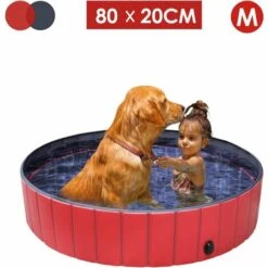 BAMNY Piscine Grand Pour Chien Pliable Piscine Baignoire Bassin De Baignade Bain Pour Chien/Chat Animal Extérieur Ou Intérieur, 80cm