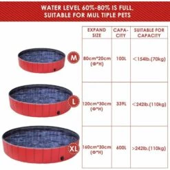 BAMNY Piscine Grand Pour Chien Pliable Piscine Baignoire Bassin De Baignade Bain Pour Chien/Chat Animal Extérieur Ou Intérieur, 80cm 8 BAMNY Piscine Grand Pour Chien Pliable Piscine Baignoire Bassin De Baignade Bain Pour Chien/Chat Animal Extérieur Ou Intérieur, 80cm -Toilletage et hygiène du chien Soldes 43068714 4